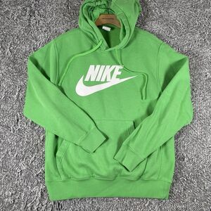 NIKE Pullover Hoodie Men's Medium Green Long Sleeve Activewear Spellout Gym